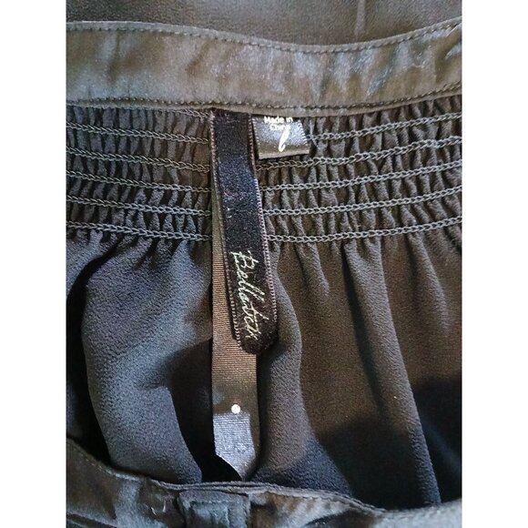 Bellatrix Black Sheer Embroidered Boho Blouse Size L Button Detail Flowy Boho - Picture 6 of 13